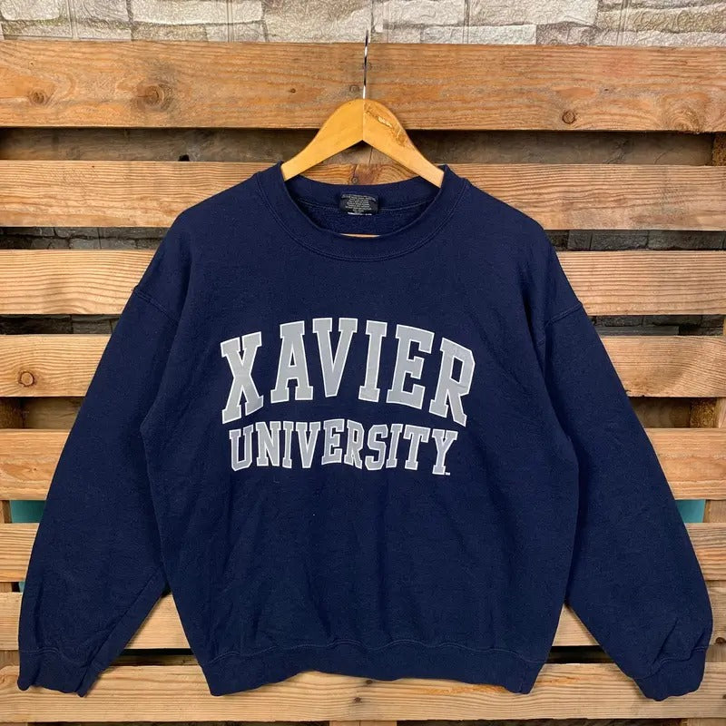 Vintage NCAA Xavier University Sweatshirt Xavier Pullover Sweater Xavier Crewneck Jumper Xavier University Graphic Logo...