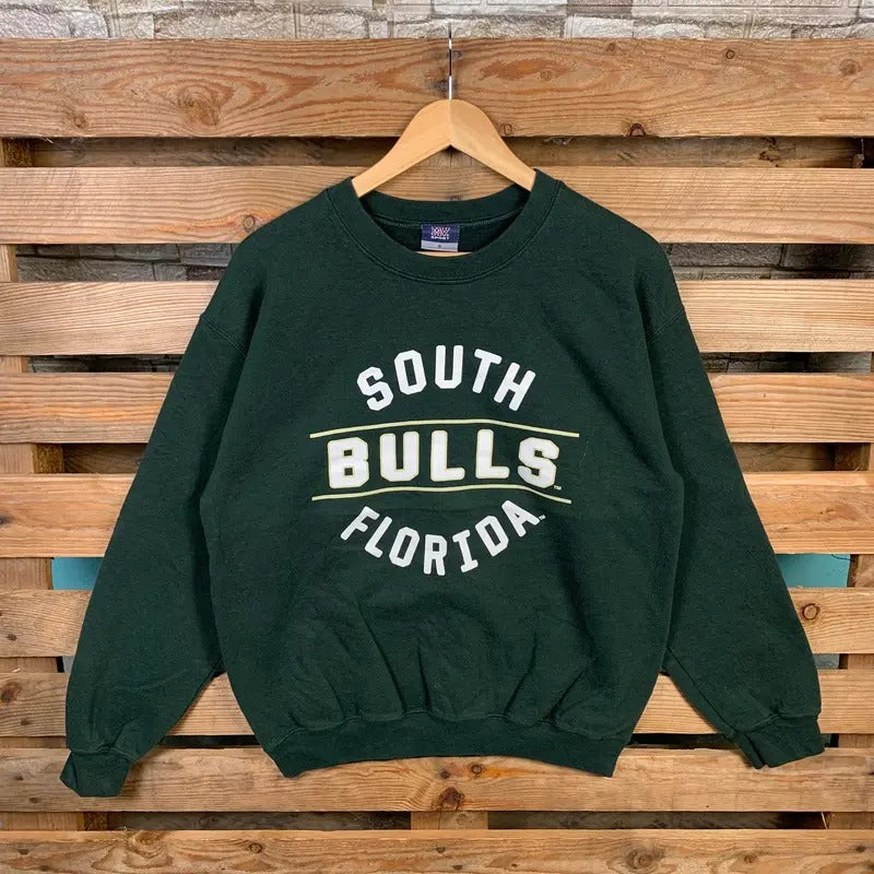 Vintage Ncaa South Bulls Florida Sweatshirt South Bulls Crewneck Sweater Florida Pullover Jumper South Bulls Florida Logo...