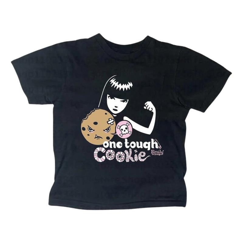 Vintage One Tough Cookie Baby Tee - Emily The Strange Shirt, Gothic Emo Girl Baby Tee, Y2k Women's Fitted T-Shirt, Casual...