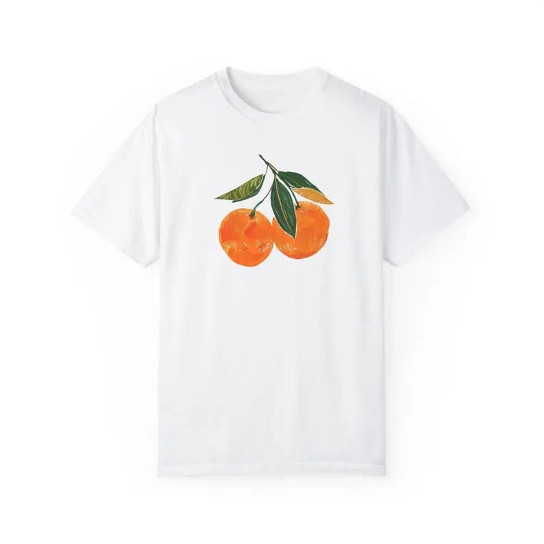 Vintage Orange Art Graphic Tee Fruit Shirt, Pastel Drawing Oranges Shirt Foodie Gift Vintage Graphic Shirt, Aesthetic...