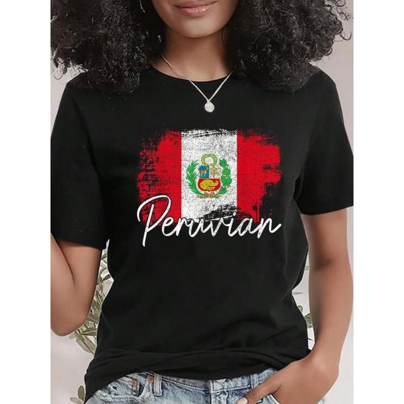Vintage Peru Flag Peru Flag Pride 2025 Fun Graphic Print Peru Gift Cotton T-Shirt Hoodie, Sweatshirt | UrbanDripWear.com