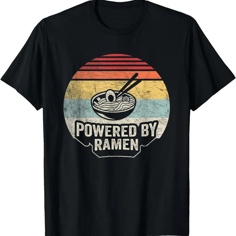 Vintage Powered By Ramen Japanese Love Anime Noodles Foodie T-Shirt Hoodie, Sweatshirt | UrbanDripWear.com