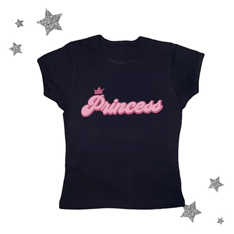 Vintage Princess Baby Tee, Y2k Top Women Streetwear Shirt, Y2k Clothes Gothic Emo Girl, Emo Scene 2000s Clothes, Grunge...