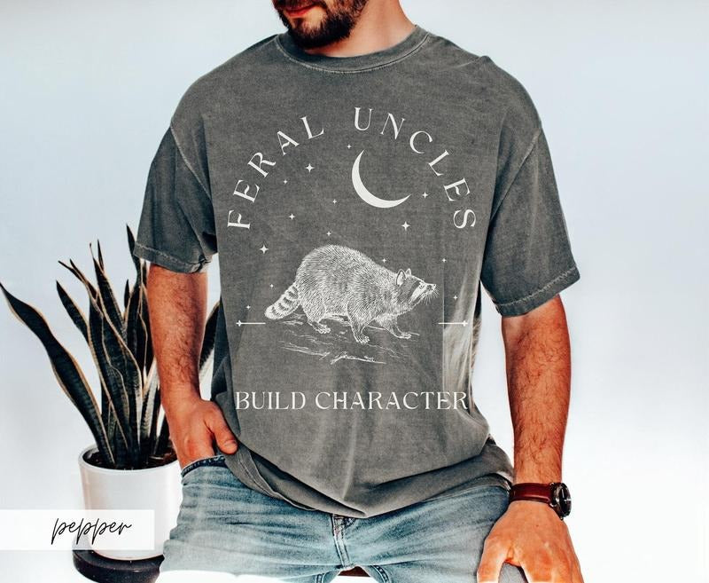 Vintage Raccoon Uncle Shirt, Vintage Crescent Moon Tee, New Uncle Gift, Cool Gift Uncle Hoodie, Sweatshirt