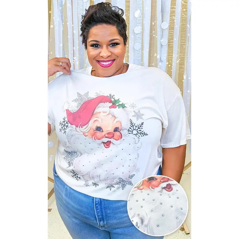 Vintage Santa Rhinestone Graphic Shirt Hoodie, Sweatshirt | UrbanDripWear.com