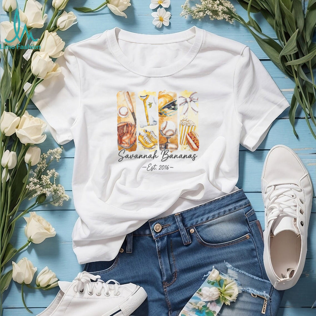 Vintage Savannah Bananas Est 2016 Watercolor Equipment Baseball T Shirt