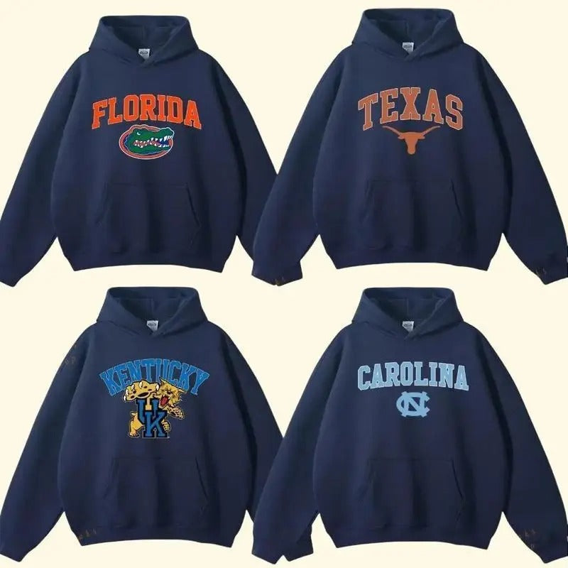 Vintage Sport Teams NCAA Collection Unisex Crewneck Navy Hoodie, Graphic Team Collection Hoodie, Gift For NCAA Fans,...