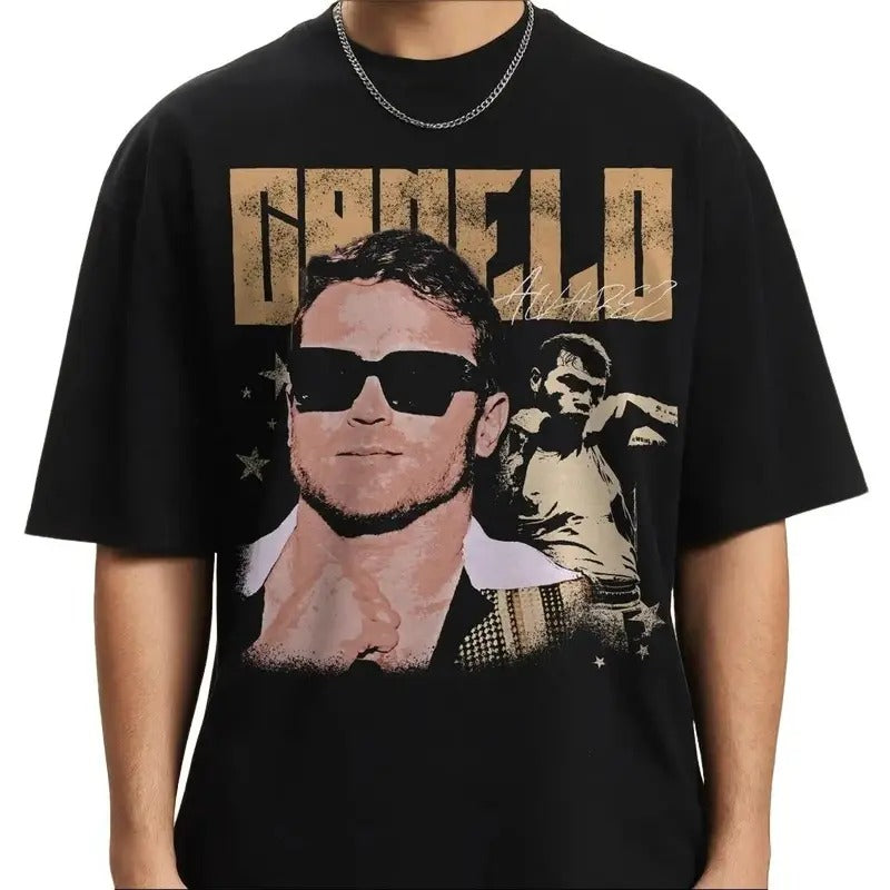 Vintage Style Canelo Alvarez Shirt Boxing Classic 90s Graphic Tee Unisex Retro Cotton Long Sleeve Menswear Top Hoodie,...
