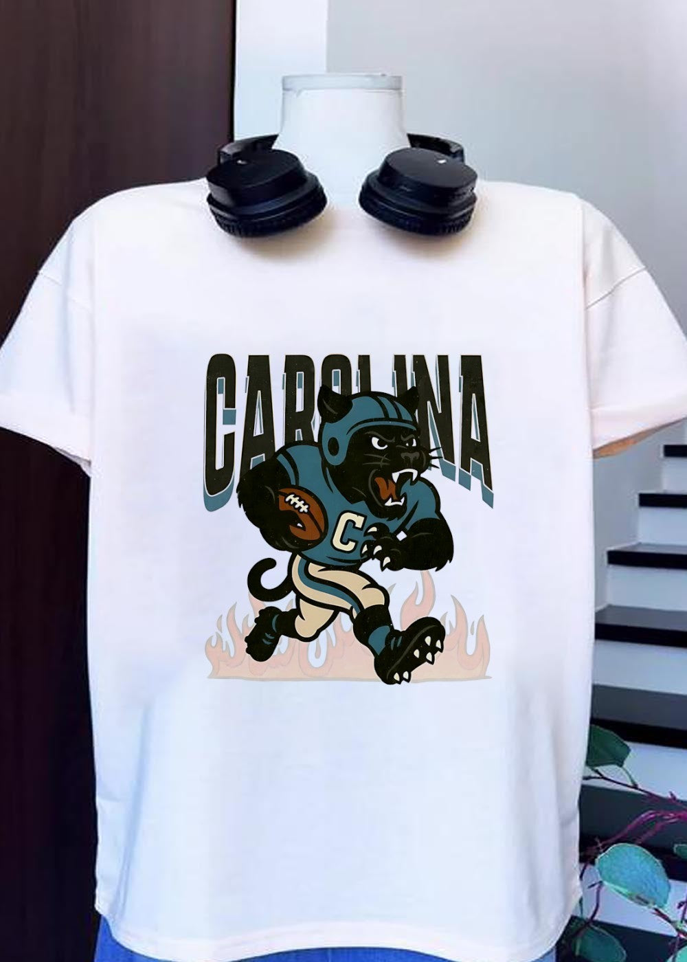 Vintage Style Carolina Football Panther Running T-Shirt