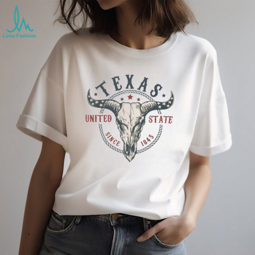 Vintage Texas United State Longhorn Skull Since 1845 Western T shirt