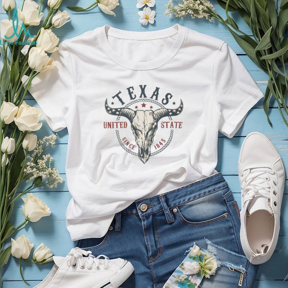 Vintage Texas United State Longhorn Skull Since 1845 Western T shirt