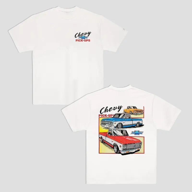 Vintage Vibe 2 Sides Chevy Classic Pick-ups T-Shirt Obs Men's Cotton Tee Old School Tee Gift for Him Classic Car Casual...