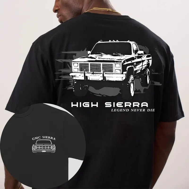 Vintage Vibe 2 Sides Squarebody Legend Never Die 1973 GMC High Sierra Men's Cotton Tee Old School GMC Tee Gift for Him...