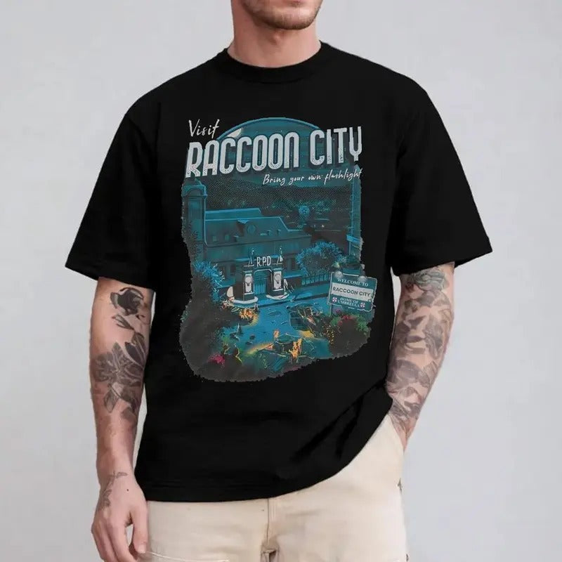 Vintage Visit Raccoon City T-Shirt ,Retro Resident Evil Shirt,Resident Evil Tshirt, Gift For Gaming Lovers Casual...