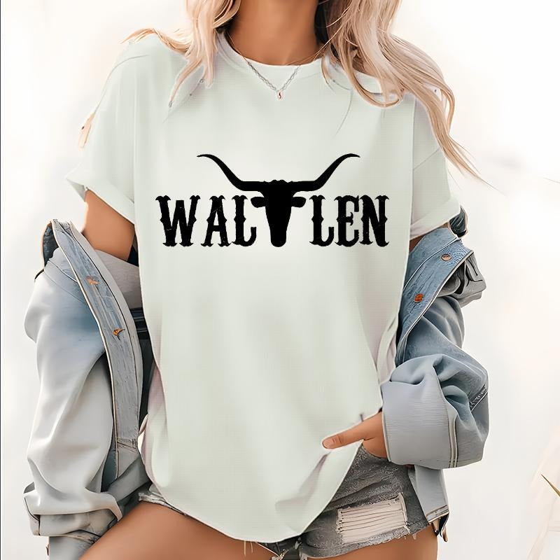 Vintage Wallen Western Pattern T Shirt, Trendy Cowgirl Country Tops, Wallen Western Short Sleeve Shirt, Retro Cowboy...