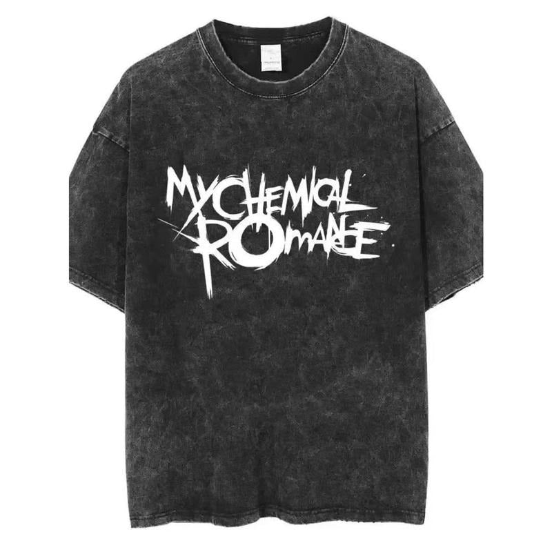 Vintage Washed T-Shirt with My Chemical Romance Band Name Print style 02 Hoodie, Sweatshirt | UrbanDripWear.com