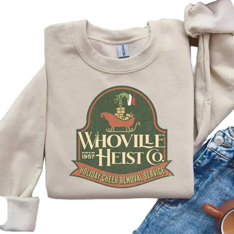 Vintage Whoville Sweatshirt | Grinchmas Sweatshirt | Holiday Movie Christmas Sweater | Trendy Grinchy Crewneck Gildan...