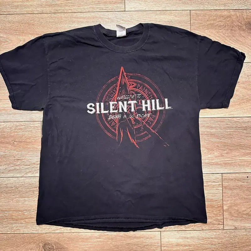 Vintage Y2K Welcome to Silent Hill Death Is No Escape  T Shirt Halloween - graphic tshirt