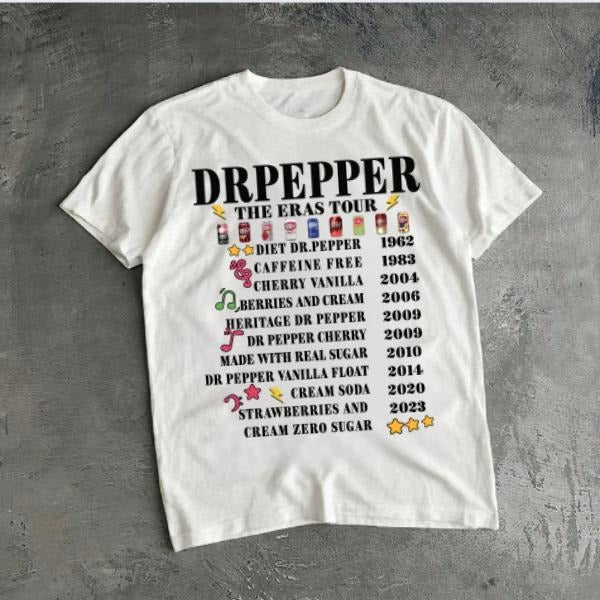 Vintagge Dr Pepper The Eras Tour T-Shirt, King Of Bevarages Casual Graphic Cotton Tee Gift For Men And Women, Full Size,...