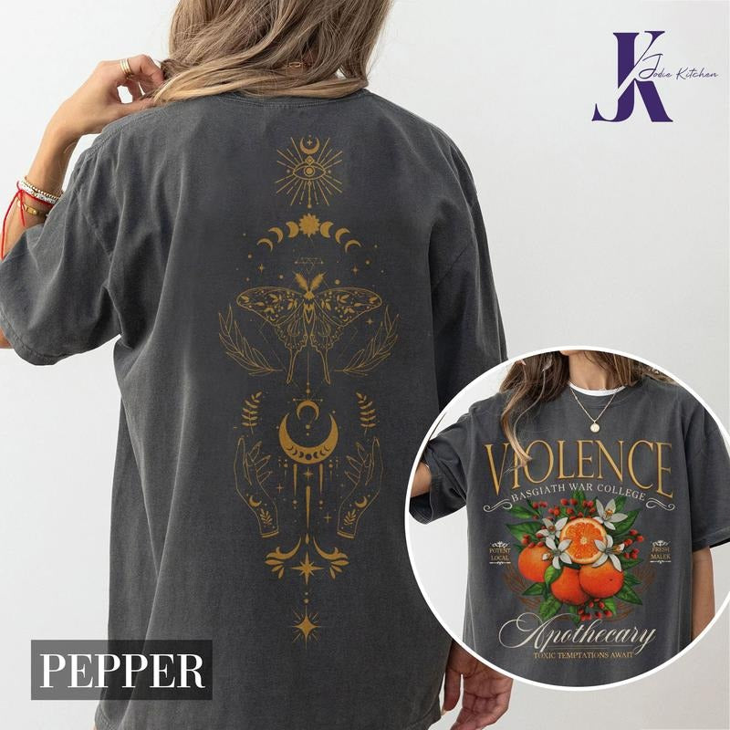 Violence Apothecary Comfort Colors Shirt, Fourth Wing Shirt, Basgiath War College Shirt, Violet Sorrengail, Riorson House...
