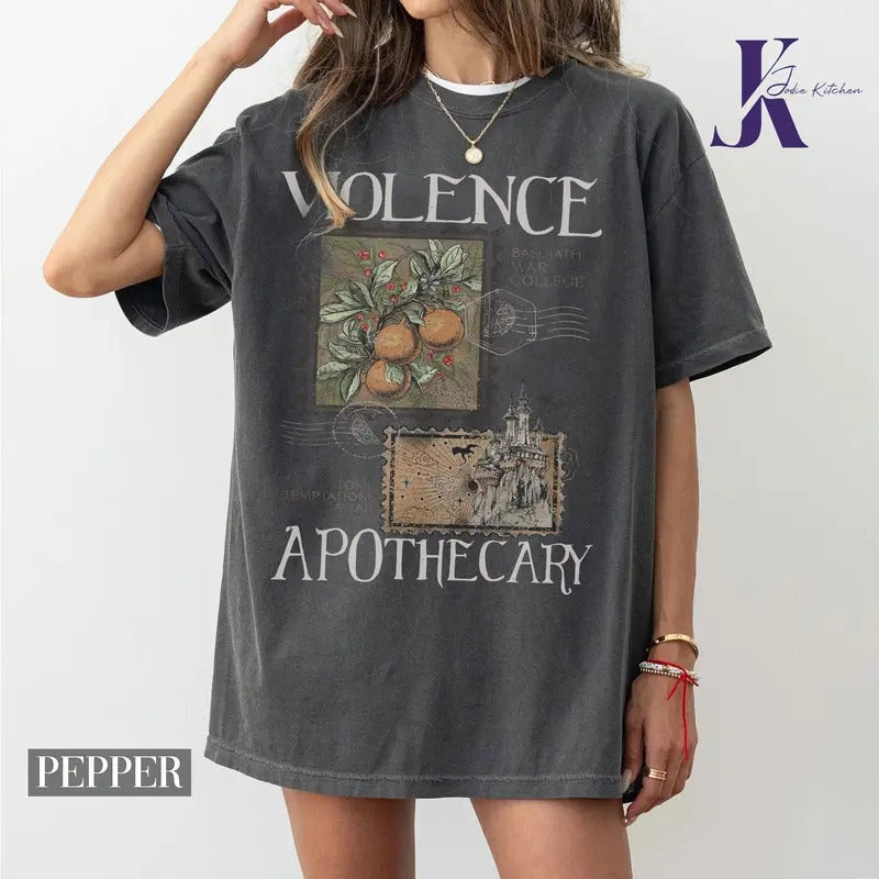 Violence Apothecary Comfort Colors Shirt, Fourth Wing Shirt, Basgiath War College Shirt, Violet Sorrengail, Riorson House...
