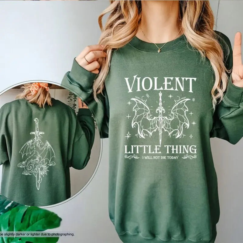 Violent Little Thing Sweatshirt, Fourth Wing Fan Sweatshirt, Dragon Rider Sweatshirt, Book Lover Gift, Bookworm Hoodie,...