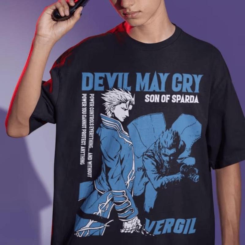 Virgil Devil Trigger May Cry DMC3 Unisex T-shirt Seri Game Shirt Round Neck Casual Hoodie, Sweatshirt | UrbanDripWear.com
