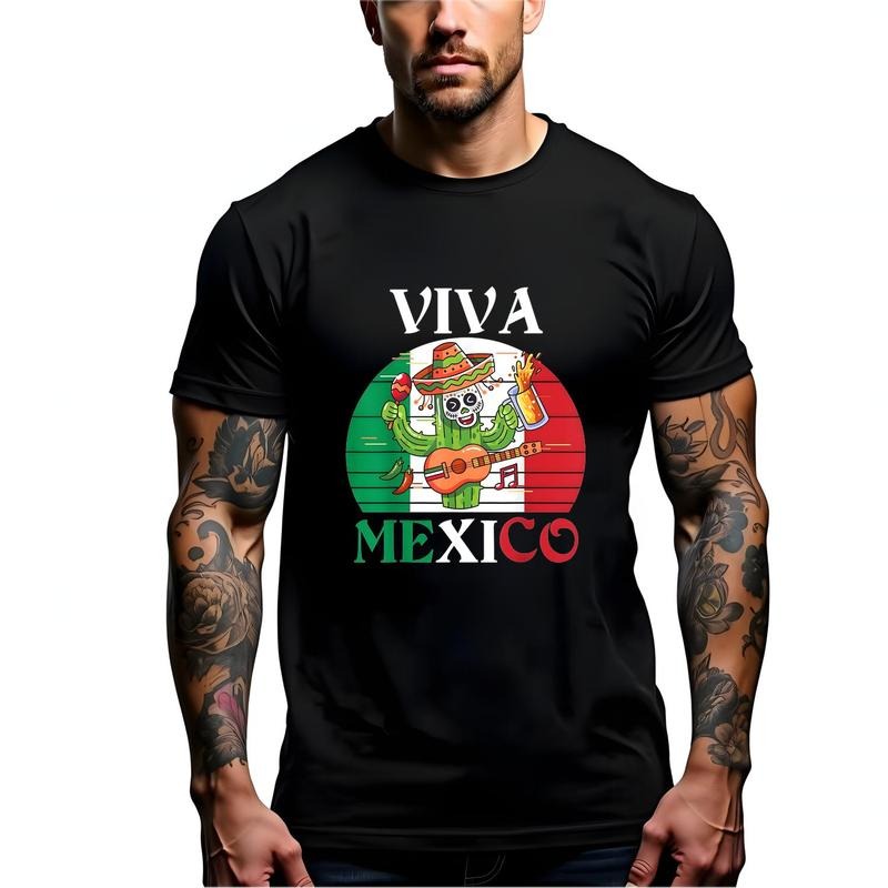 Viva Mexico T Shirt With Sombrero And Flag Graphic Unisex 100 Cotton Moisture Wicking Retro Style Cultural Celebration...