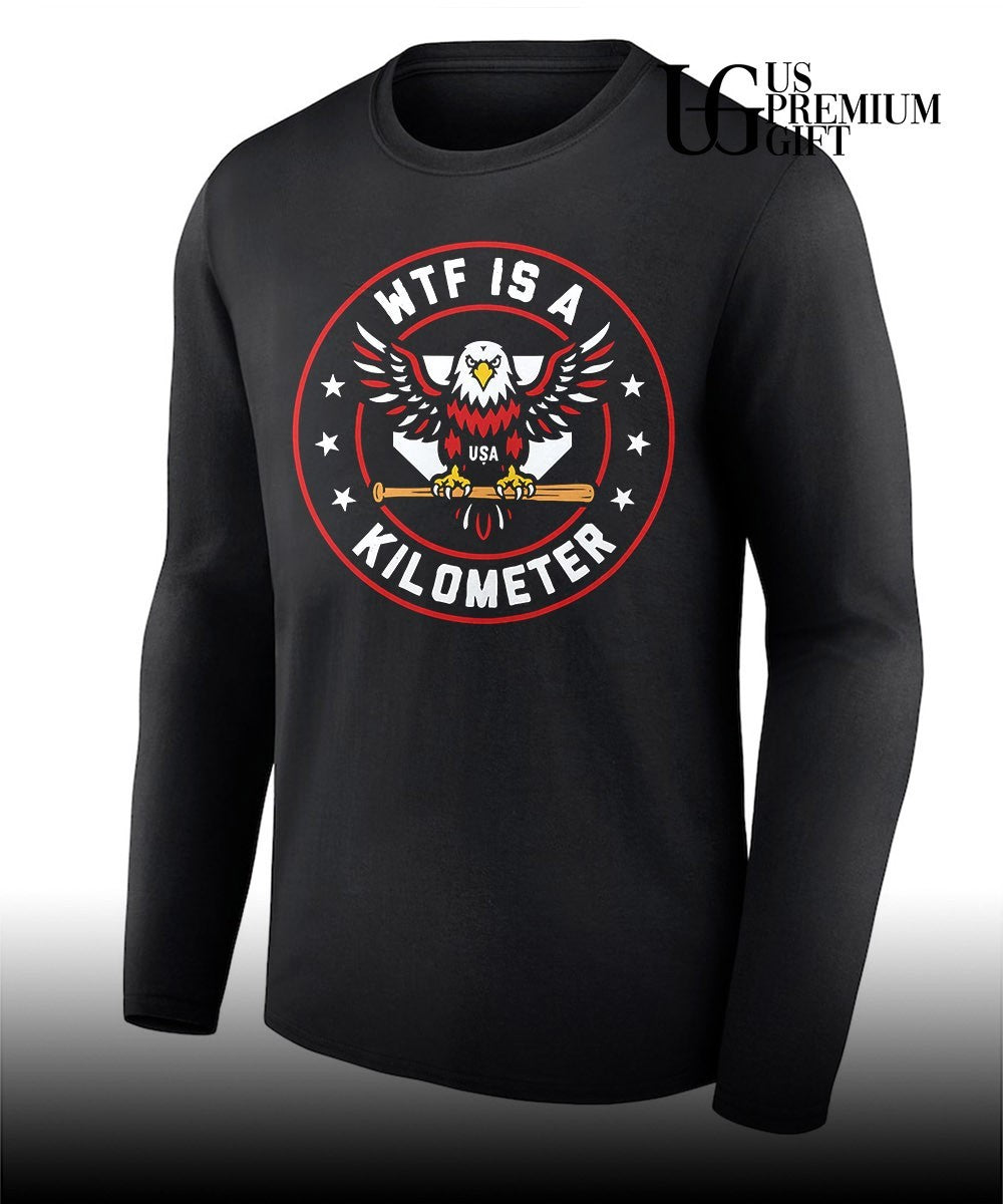 WTF Kilometer Patriotic American Eagle Baseball USA flag shirt