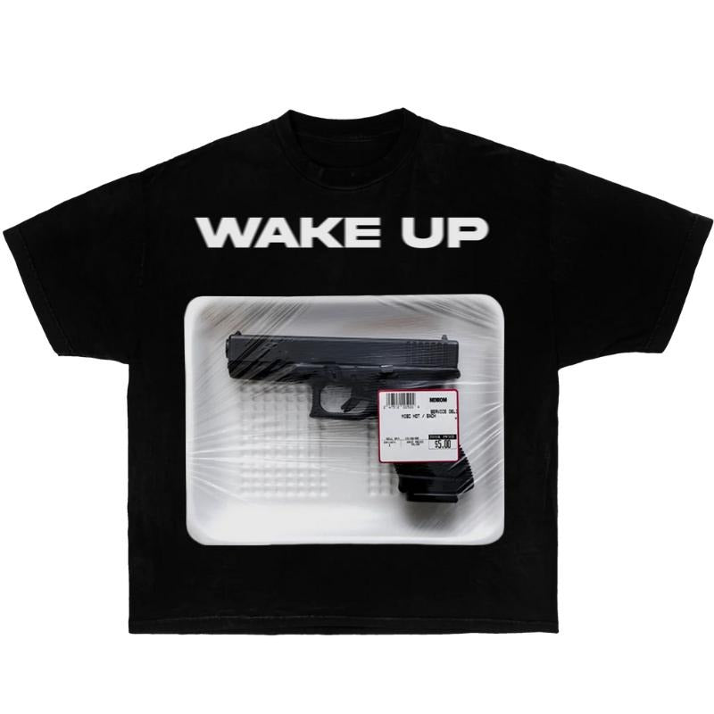 Wake Up Garment-Dyed Boxy Tee - Vintage Y2k Graphic Tee, Y2k Shirt, Wake Shirt, Y2k Fashion, Gift For Men & Women