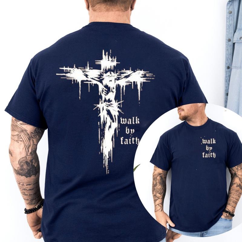 Walk By Faith T-Shirt Pure Cotton Fabric Casual Streetstyle Crew Neck Short Sleeve T-Shirt Trendy Tops for Women for Men...