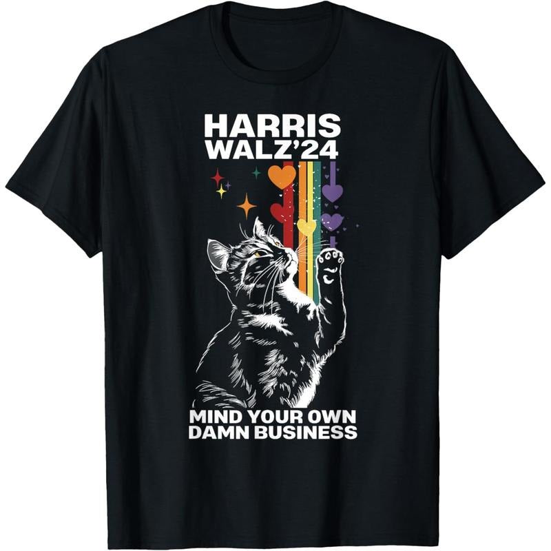 Walz Mind Your Own Damn Business Harris Waltz Cat Lady  T-Shirt made in usa Hoodie, Sweatshirt | UrbanDripWear.com