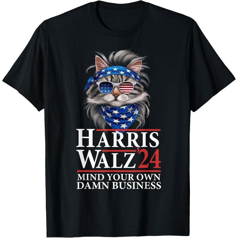 Walz Mind Your Own Damn Business Harris Waltz Cat Lady T-Shirt made in usastyle{n002}3 Hoodie, Sweatshirt | UrbanDripWear.com