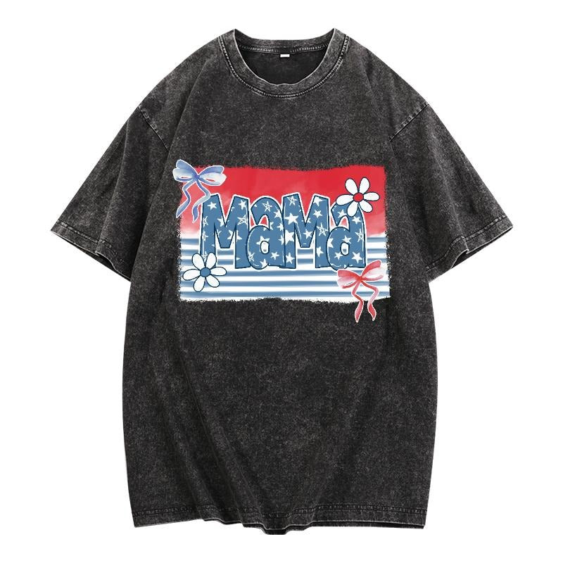 Washed T - Shirt Featuring Festive "Mama" Graphic: Ideal for Celebrating Motherhood in Style Hoodie, Sweatshirt |...