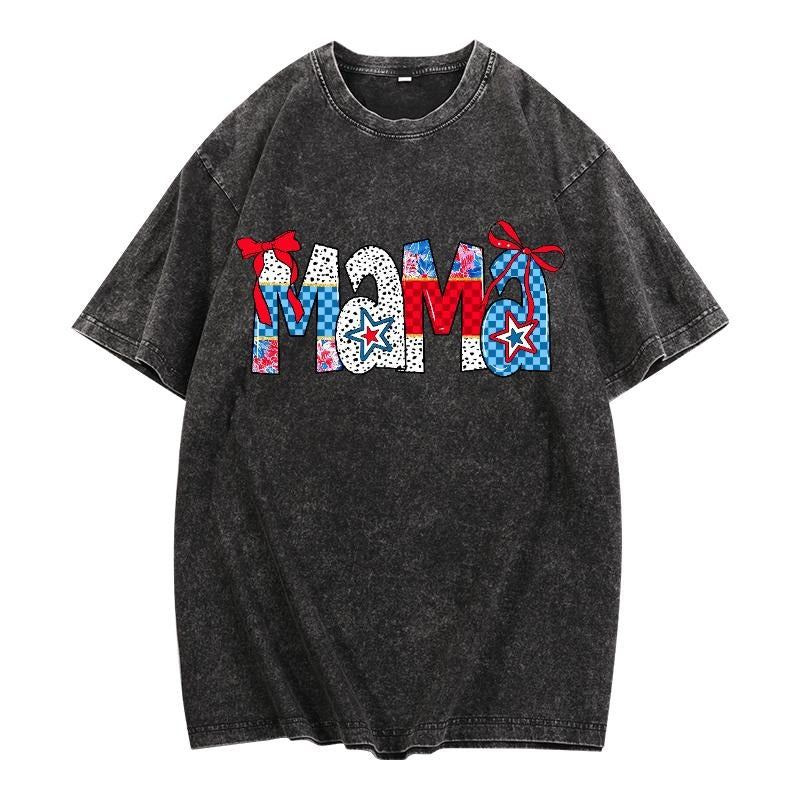 Washed T - Shirt Featuring Festive "Mama" Graphic: Perfect for Celebrating Mom with a Stylish Edge Hoodie, Sweatshirt |...