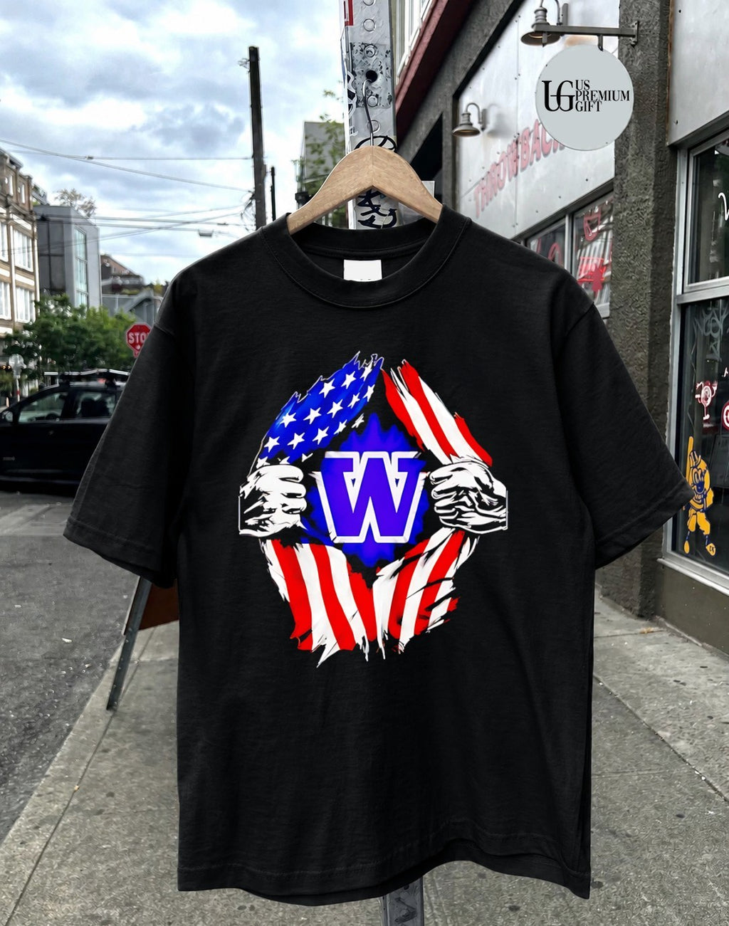 Washington Huskies American flag inside me shirt