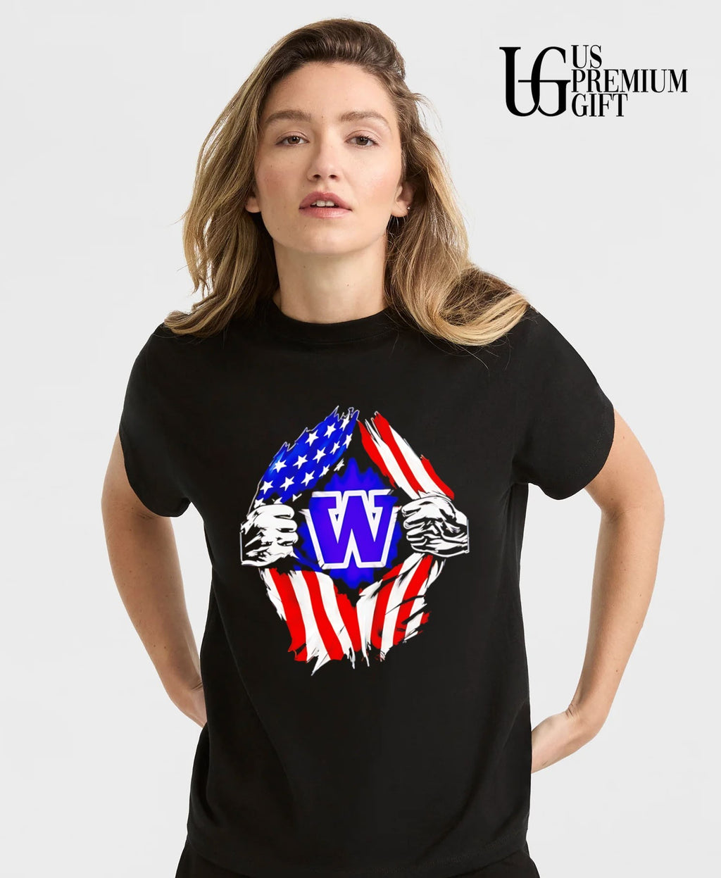 Washington Huskies American flag inside me shirt