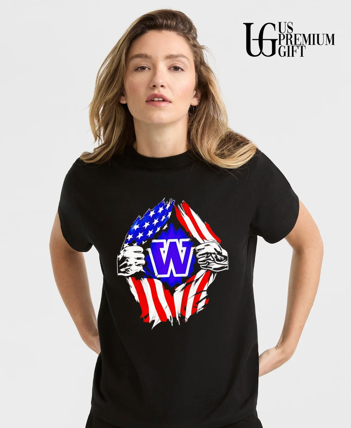Washington Huskies American flag inside me shirt