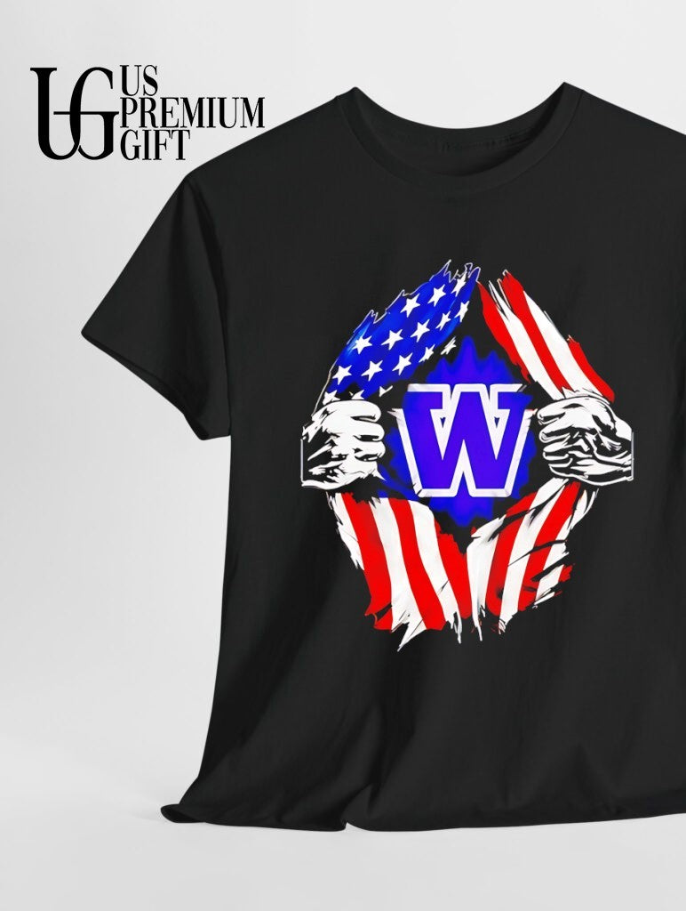 Washington Huskies American flag inside me shirt