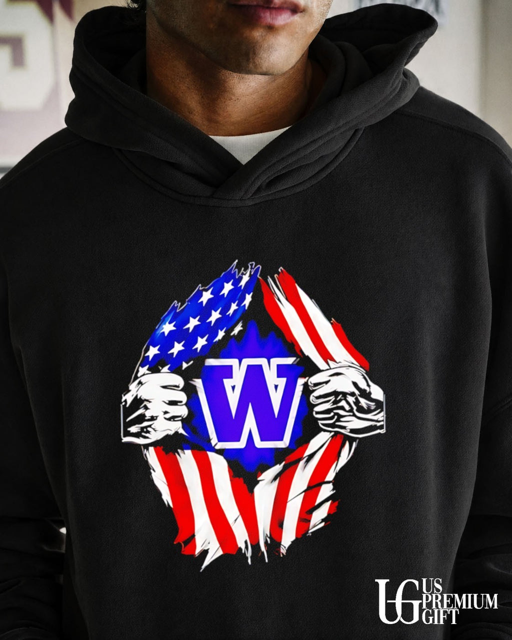 Washington Huskies American flag inside me shirt