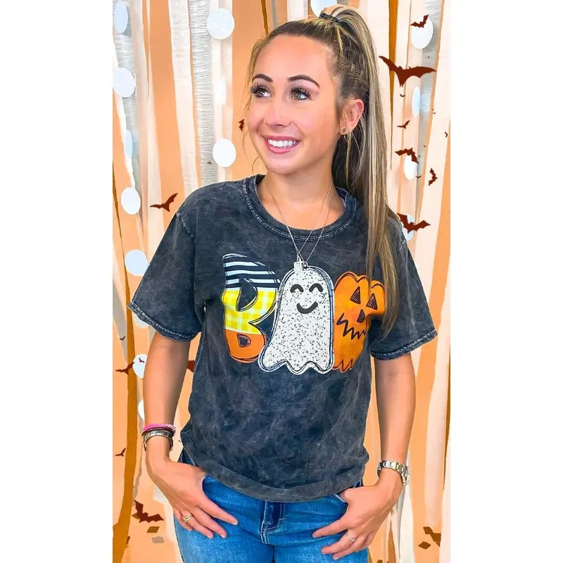 Watercolor Boo Mineral Washed Graphic T-Shirt Hoodie, Sweatshirt | UrbanDripWear.com