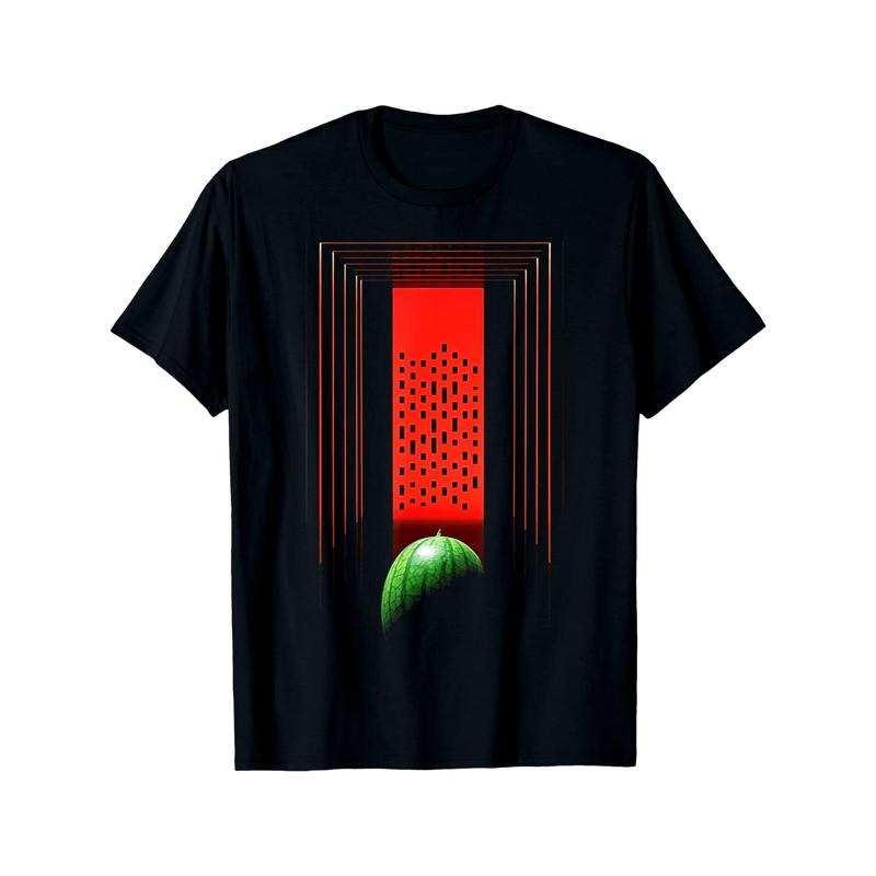 Watermelon Geometric Fruit Art Graphic Motif Watermelon T-Shirt made in usa Hoodie, Sweatshirt | UrbanDripWear.com
