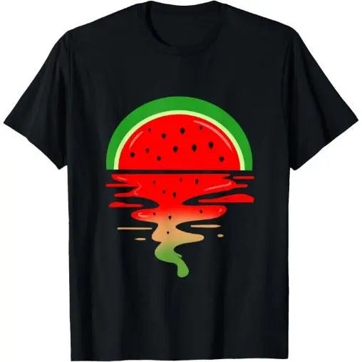Watermelon Vaporwave Sunset T-Shirt Made in USA Hoodie, Sweatshirt | UrbanDripWear.com