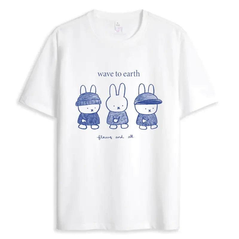Wave To Earth Miffy Shirt Cute Soft T-shirt Unisex Tops Comfort Crewneck Casual Hoodie, Sweatshirt | UrbanDripWear.com