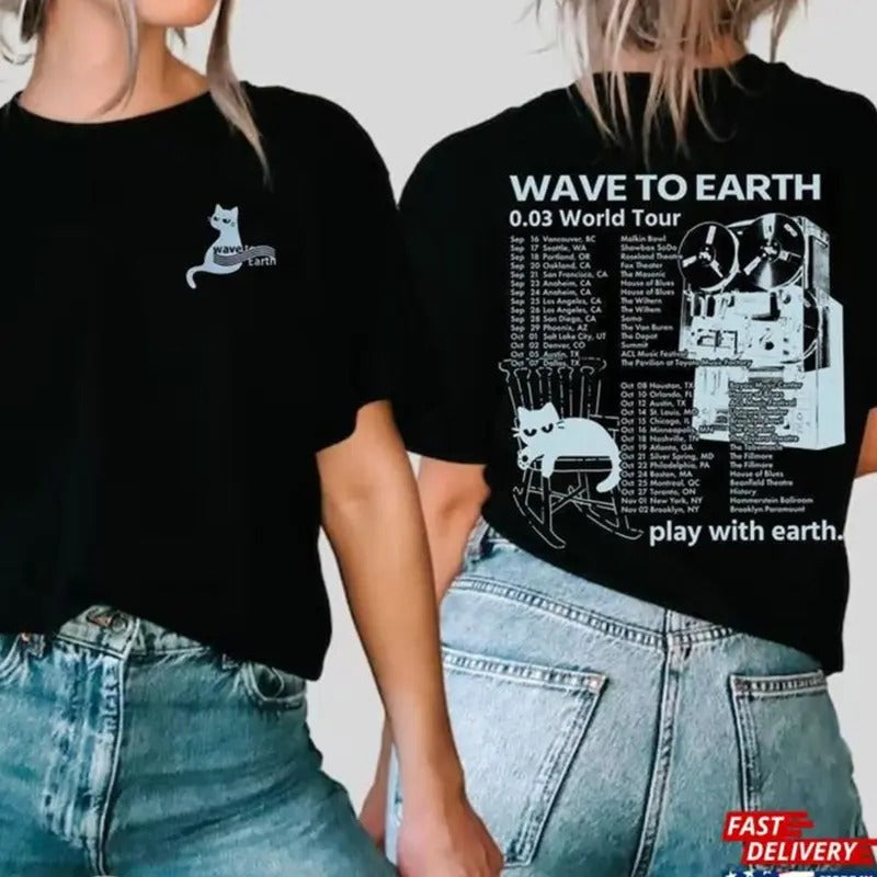 Wave to Earth Shirt, Minimalist Tee, Indie Band Merch, 90s Vintage Aesthetic Top, Retro Graphic T-Shirt, Casual...