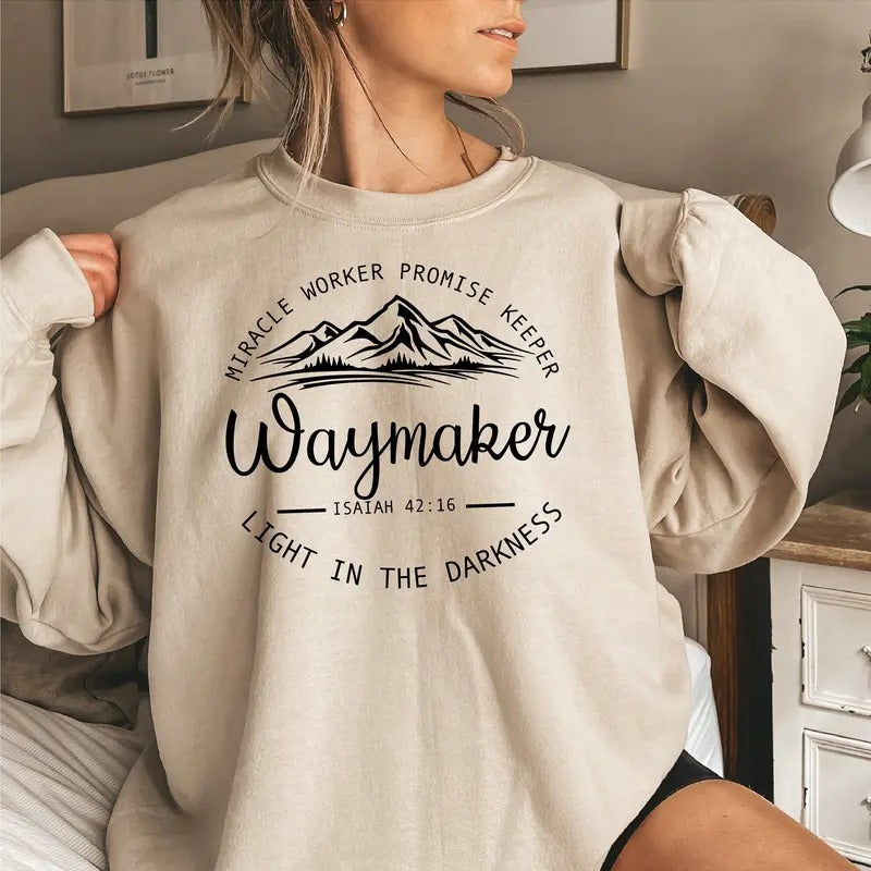 Waymaker Sweatshirt - Lightweight Cotton and Polyester, Short Sleeve, "Miracle Worker Promise Keeper" Design, Ideal for...