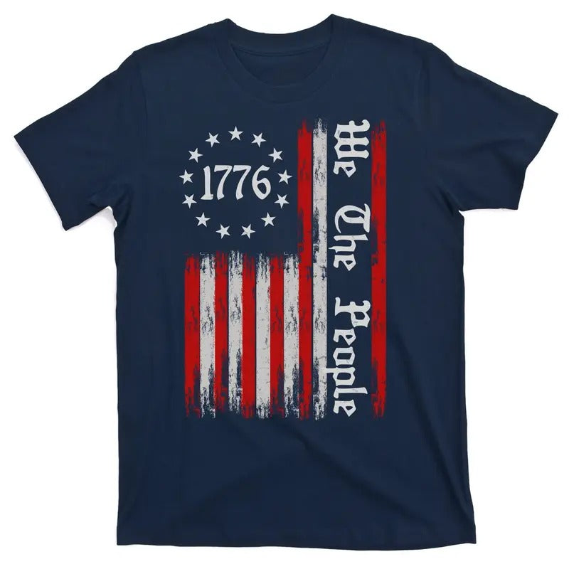 We The People 1776 Distressed USA American Flag T-Shirt Menswear Top Hoodie, Sweatshirt | UrbanDripWear.com
