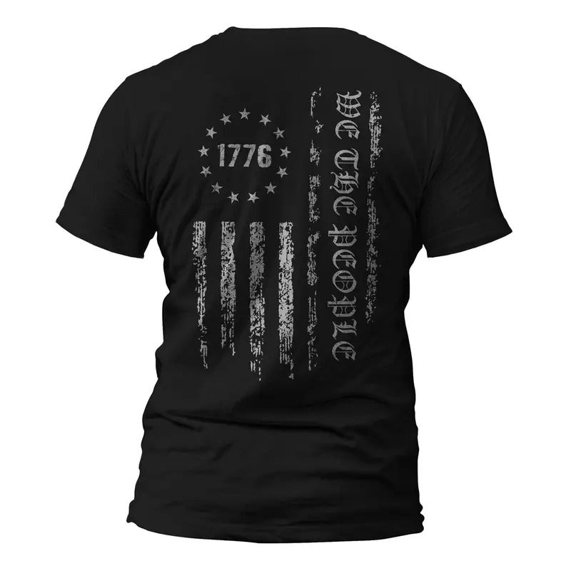 We The People 1776 USA Distressed Flag Back Print T-Shirt Hoodie, Sweatshirt | UrbanDripWear.com