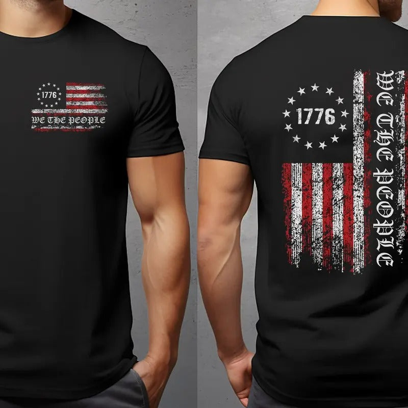 We The People Shirt, Patriotic Shirts, Independence Day Shirt, Vintage USA Flag 1776, American Flag Shirt, Vintage USA...