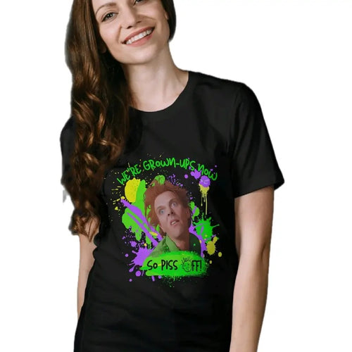 "We're grown-ups now, so piss off" Fred t-shirt Cotton Womenswear oogie boogie Top Breathable, Crewneck Comfortable...